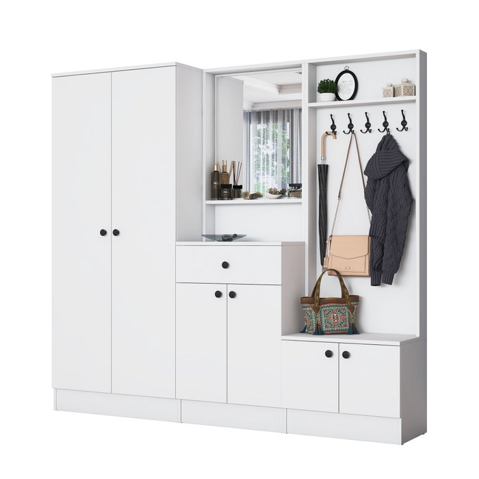 Hanah Home Perchero Blanco con Estante Ajustable Hanah Home Perchero Blanco con Estante Ajustable